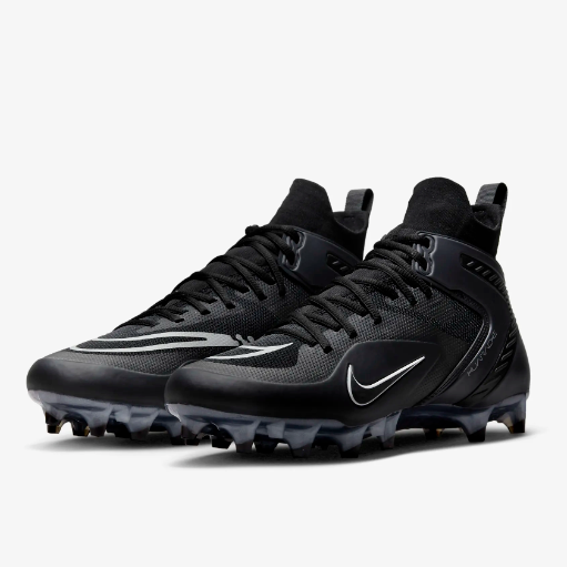 NIKE ALPHA HUARACHE 8 ELITE LACROSSE FOOTBALL BLACK/SILVER  display picture 2