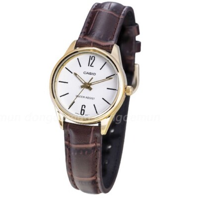 Casio Women LTP-V005GL-7BDF Analog Leather Band Watch Gold Brown Original New