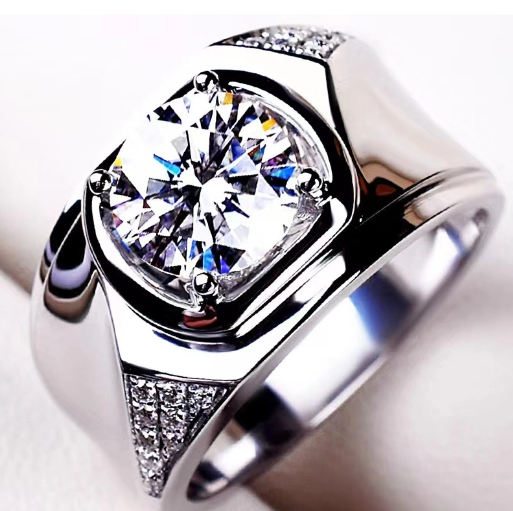 2.30 Ct Round Shape Diamond Lab-Created Men's Wedding Ring 925 Sterling Silver