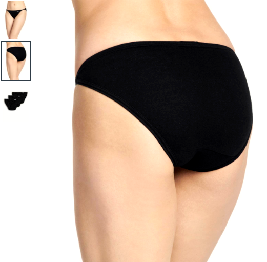 Women Jockey 3-Pack String Bikinis ( Black) 100% Cotton Comfort Panty Underwear