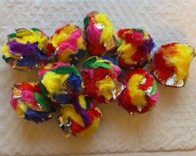 GO CAT MYLAR CRINKLE BALLS FLUFFY TOYS CAT NIP KITTEN CAT PLAY 10 COUNT 2''