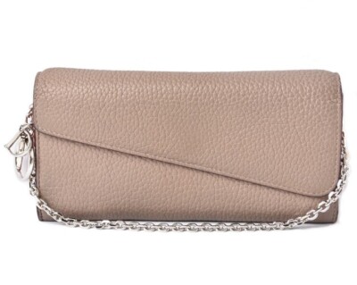 Christian Dior wallet/chain wallet Lancontre Dioris Rose Gray/Coral Pink