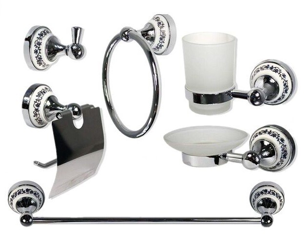 Bagno 6 Accessori Cromato Porta Asciugamano Rotolo Bicchiere Spazzolin 52438 dfh