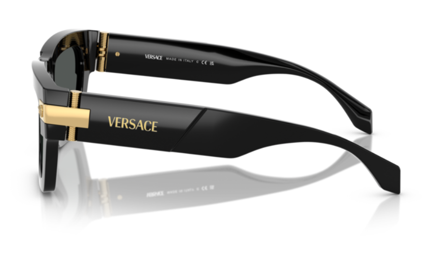 Pre-owned Versace Ve4464f Gb1/87 Black/dark Grey Rectangular 55mm Women's Sunglasses In Gray