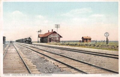 Creston Wyoming Train Station Detroit Publishing OLD PHOTO