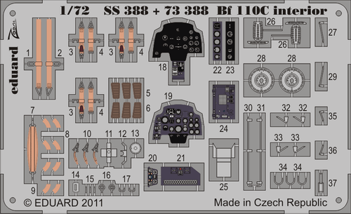Eduard 1/72 #SS388 Zoom Photoetch set for Bf 110C interior S. A. Eduard 1/72 #SS388 Zoom Photoetch set for Bf 110C interior S. A.