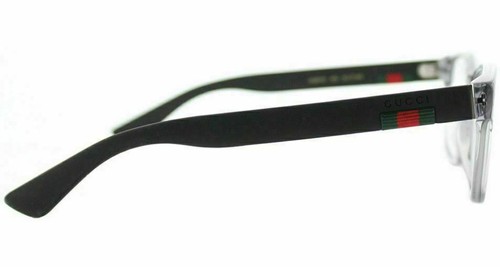 Pre-owned Gucci Gg 0011 O 007 Classic Rectangular Grey/black Eyeglasses In Clear