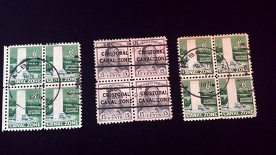 Vtg Lot Set of 12 Stamps Panama Canal Zone ~ Goethals Memorial 6c & Smith 15c