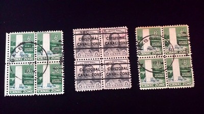 Vtg Lot Set of 12 Stamps Panama Canal Zone ~ Goethals Memorial 6c & Smith 15c