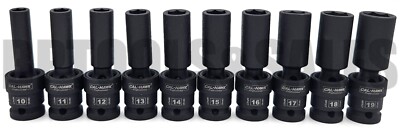 10pc 1/2'' DR. Universal Swivel Deep Impact Socket Set METRIC PRO Radius 10-19mm