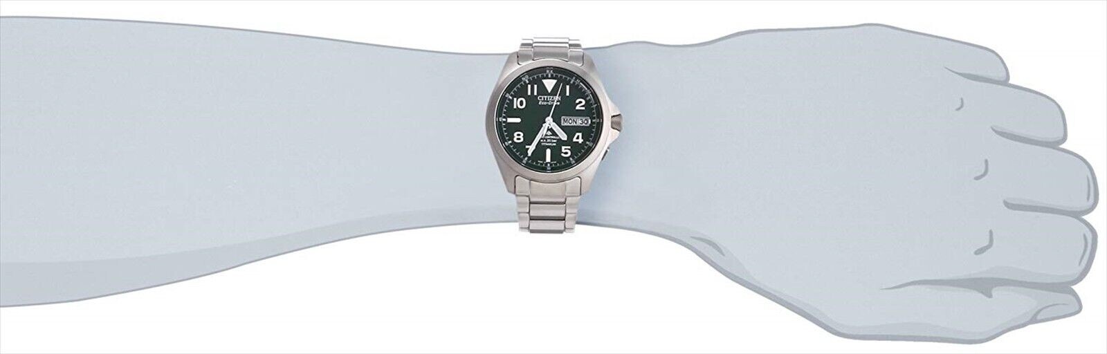 Pre-owned Citizen Promaster Pmd56-2951 Eco-drive Radio Clock Men Watch Green Japan