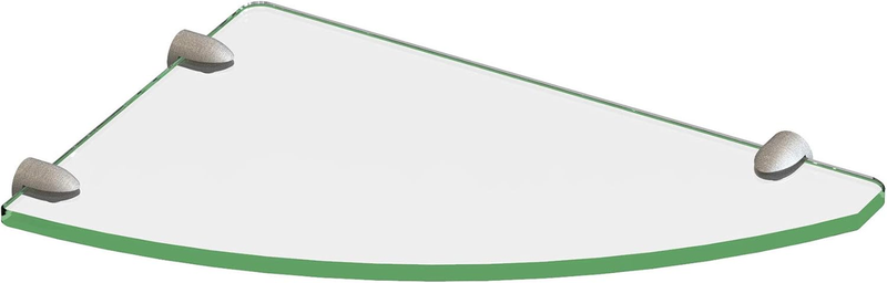 12 In. X 8 In. Corner Glass Shelf in Brushed Nickel