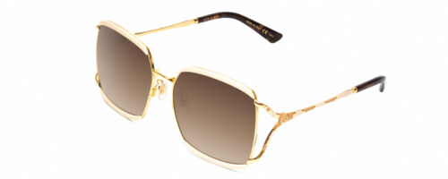 Pre-owned Gucci Gg0593sk Womens Oversized Sunglasses Ivory/gold/tortoise Havana/brown 59mm