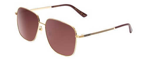 Pre-owned Gucci Gg0987sa-002 Unisex Classic Designer Sunglasses In Gold & Plum/brown 60 Mm In Multicolor