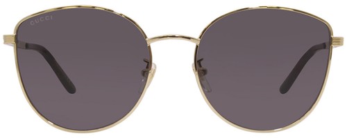 Pre-owned Gucci Gg0807sa-001 Unisex Cat Eye Designer Sunglasses Shiny Gold Black/grey 58mm In Multicolor