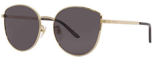 Pre-owned Gucci Gg0807sa-001 Unisex Cat Eye Designer Sunglasses Shiny Gold Black/grey 58mm In Multicolor