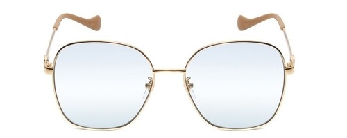 Pre-owned Gucci Gg1089sa-004 Womens Oversized Designer Sunglasses In Gold & Tan/blue 61 Mm In Multicolor