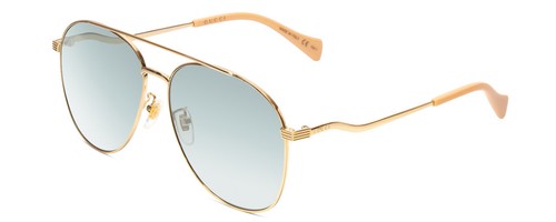 Pre-owned Gucci Gg0969s-003 Womens Pilot Full Rim Designer Sunglasses Gold/tan/blue 59mm In Multicolor