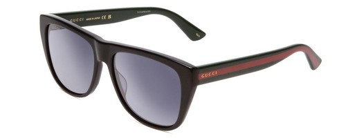 Pre-owned Gucci Gg0926s Men Retro Sunglasses In Black Red Stripe Green Gold Logo/grey 57mm In Gray