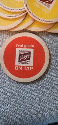 Schlitz real gusto 12  BEER CARDBOARD DOUBLE.SIDED COASTER VINTAGE ORIGINAL OLD 