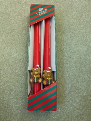 Vintage Russ 12'' Holiday Bear Tapers, NIB