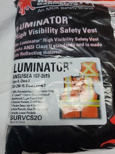 River City Garments Luminator High Visibility Safety Vest Type R Class 2 Sz L