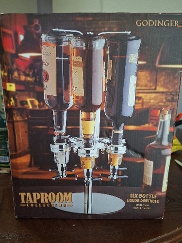 GODINGER TAPROOM  Collection / SIX bottle Liquor Dispenser Bar Room Man Cave-NEW