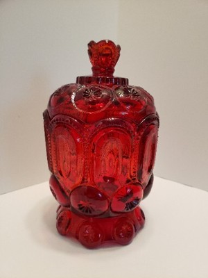 LG Wright Moon And Star Red Covered Sugar Bowl Footed Rare Flawless Vintage