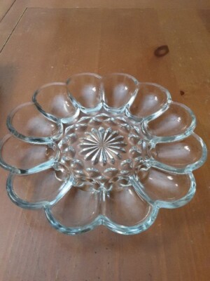Vintage Essentials Toscany Collection Deviled Egg Plate Clear with Box 10''  
