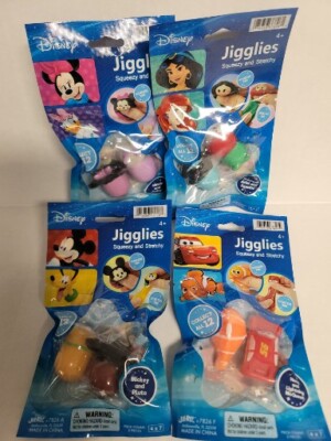 4 PACKS  Disney Jigglies Squeezy and Stretchy 8 Different Pictured Designs