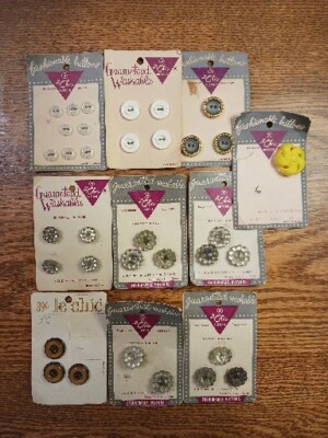 Vintage LE CHIC Buttons, Quite Lovely!  Unused, Still On Cards, Types Vary.   