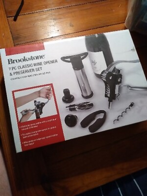 Brookstone 7 Piece Classic Wine Opener and Preserve Set - Brand New