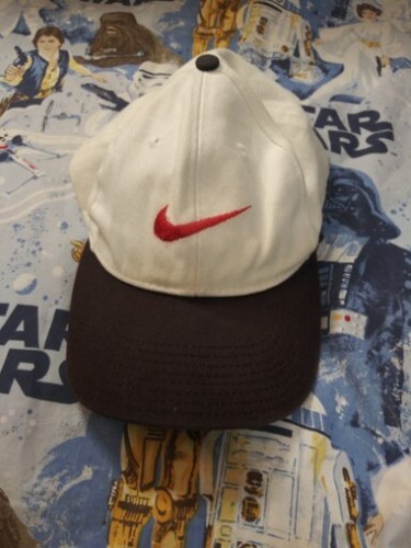VINTAGE Nike Hat Cap Snapback White Blue Red Swoosh
