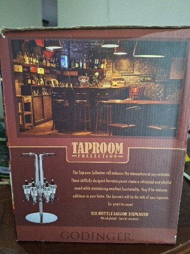GODINGER TAPROOM  Collection / SIX bottle Liquor Dispenser Bar Room Man Cave-NEW