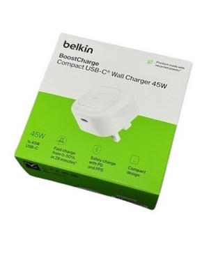 Belkin Compact Wall Charger 45W USB-C Power Delivery Fast Charging for Devices