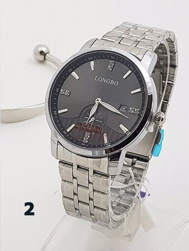 Orologio Polso LongBo 80436g Uomo Analogico Data Elegante Silver Nero lac