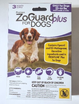 ZoGuard Plus Flea & Tick Drops for Medium Dogs 23-44 lbs. 3 MO Supply. New!