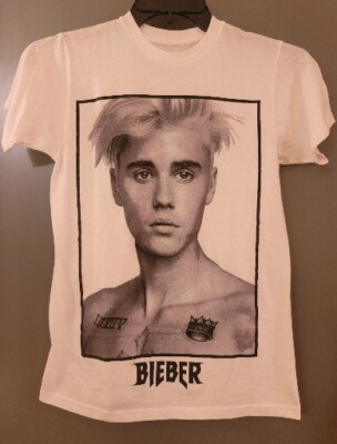 Justin Bieber Headshot Sorry Purpose Tour White T Shirt Size S