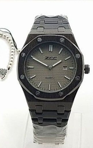 Orologio Polso ZCC 1067 Uomo Quarzo Data Elegante Nero Quad Nero lac