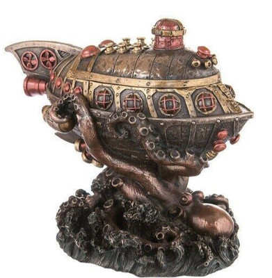 Steampunk Submarine vs Octopus Trinket Box