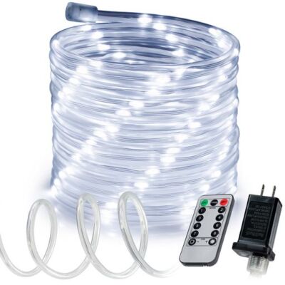 Cool White 8-Mode LED Outdoor Waterproof Rope Light 10' 20' 25' 50' 100' 150' ft