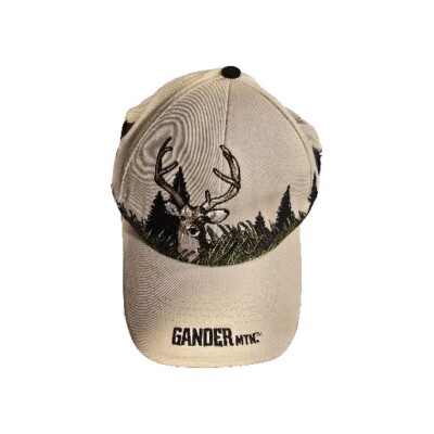 Gander Mountain Outdoor  Deer Embroidered Off White/Grey  Baseball Cap/Hat Adj.