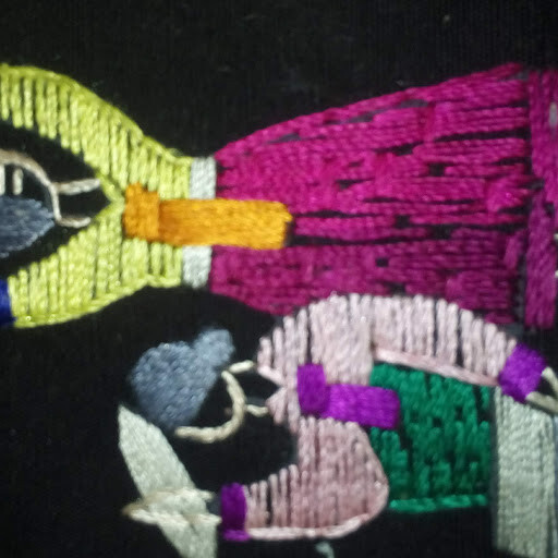 Vintage Asian silk textile with embroidery   $19.99