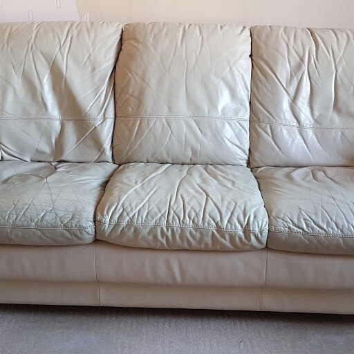 Old Cream Leather Sofa Free To Good Home In Melton Mowbray
