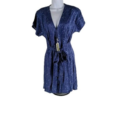 New Marine Layer Camila Mini Dress Small Navy Ditsy Floral Attached Belt $125