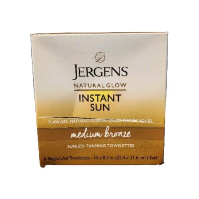 Jergens Natural Glow Instant Sun Medium Bronze Tanning Towelettes 6ct Damaged 