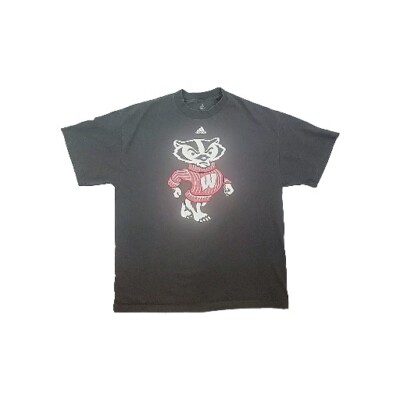 Adidas Wisconsin Badgers Graphic Bucky Logo Black Tshirt Mens XL NCAA Football