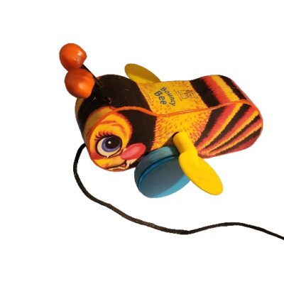 Vintage Fisher Price Buzzy Bee #325 Pull Along Wings Turn While Pulling