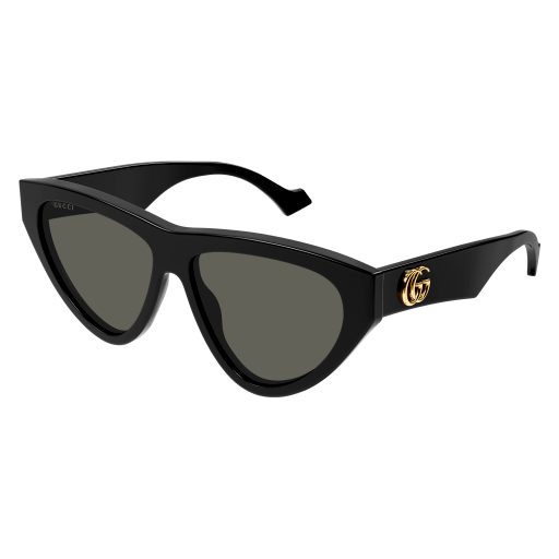 Pre-owned Gucci Gg1333s 001 Black Frame-grey Lens Womens Sunglasses 58mm Authentic In Gray