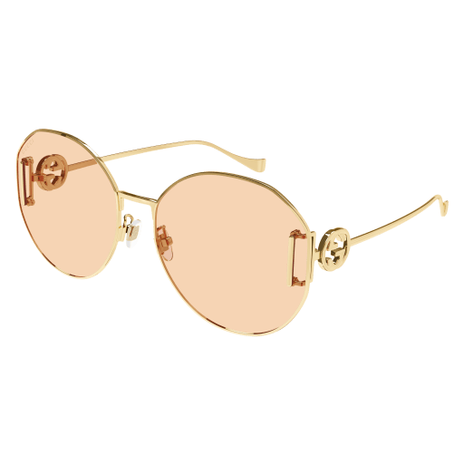GUCCI SUNGLASSES Gold Metal Oval Pink Lens GG1206SA 004 | eBay
